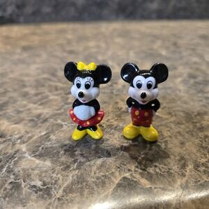 Vintage Disney Taiwan Porcelain Mini Mickey‎ & Minnie Mouse Figurines Set Of 2